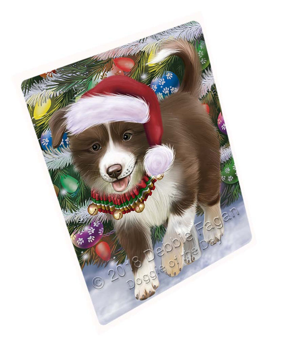 Trotting in the Snow Border Collie Dog Large Refrigerator / Dishwasher Magnet RMAG94800