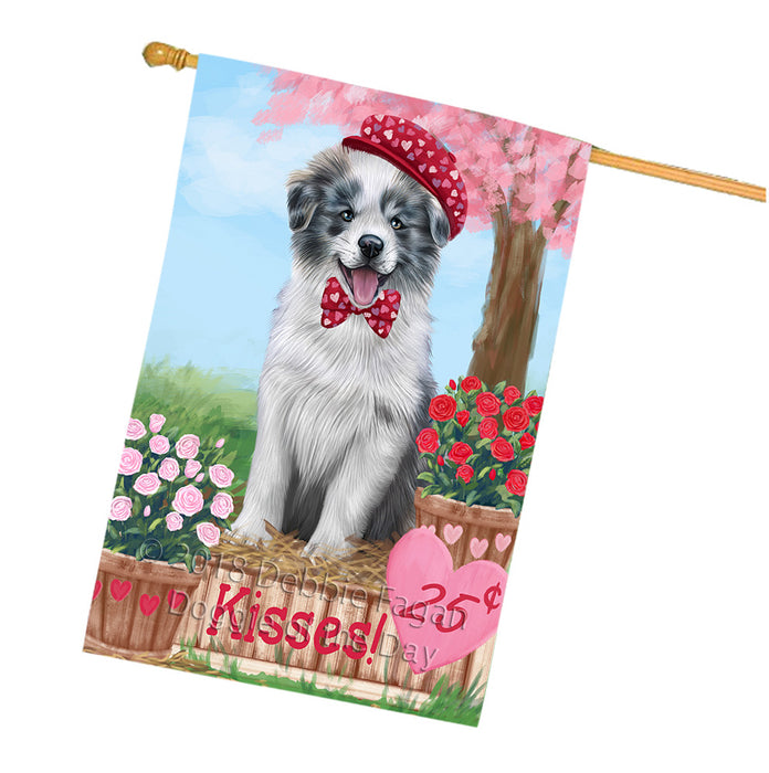 Rosie 25 Cent Kisses Border Collie Dog House Flag FLG56628