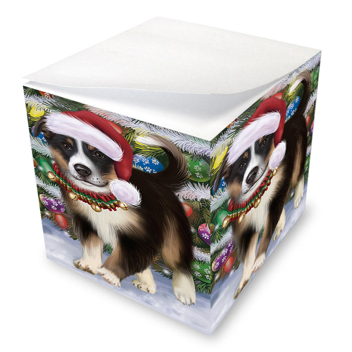 Trotting in the Snow Border Collie Dog Note Cube NOC53769