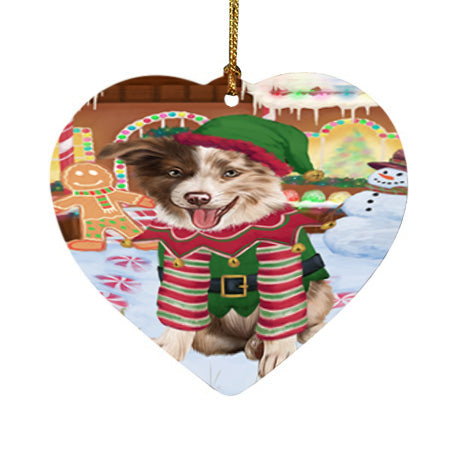 Christmas Gingerbread House Candyfest Border Collie Dog Heart Christmas Ornament HPOR56561