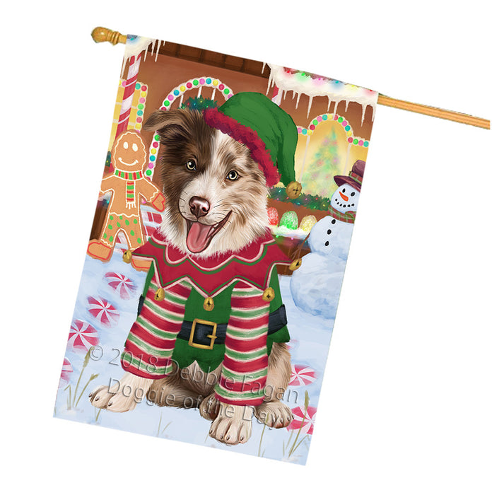 Christmas Gingerbread House Candyfest Border Collie Dog House Flag FLG56889