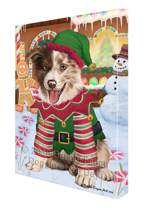 Christmas Gingerbread House Candyfest Border Collie Dog Canvas Print Wall Art Décor CVS128069