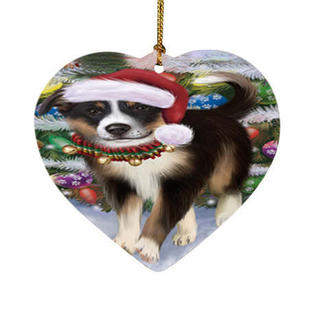 Trotting in the Snow Border Collie Dog Heart Christmas Ornament HPOR55779