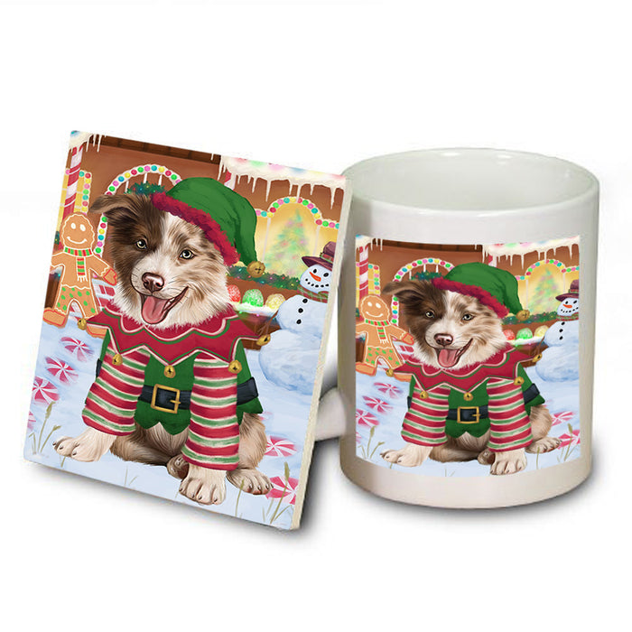 Christmas Gingerbread House Candyfest Border Collie Dog Mug and Coaster Set MUC56197