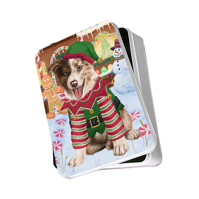 Christmas Gingerbread House Candyfest Border Collie Dog Photo Storage Tin PITN56124