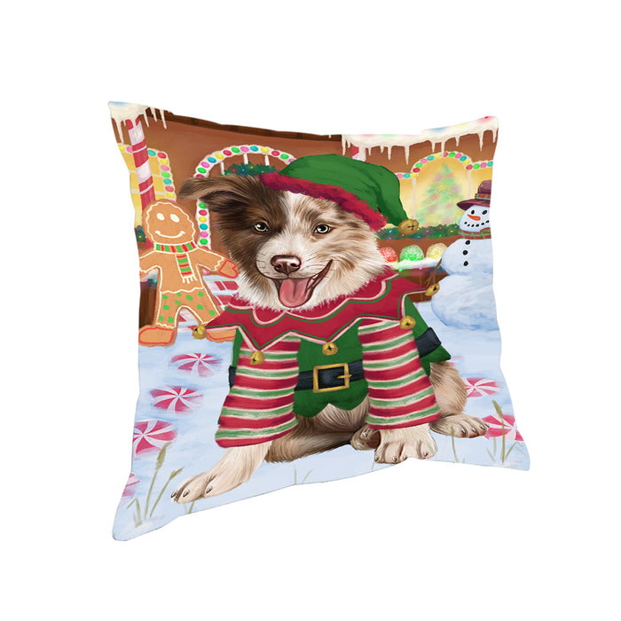 Christmas Gingerbread House Candyfest Border Collie Dog Pillow PIL79112