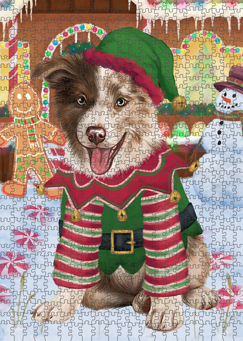 Christmas Gingerbread House Candyfest Border Collie Dog Puzzle with Photo Tin PUZL93020
