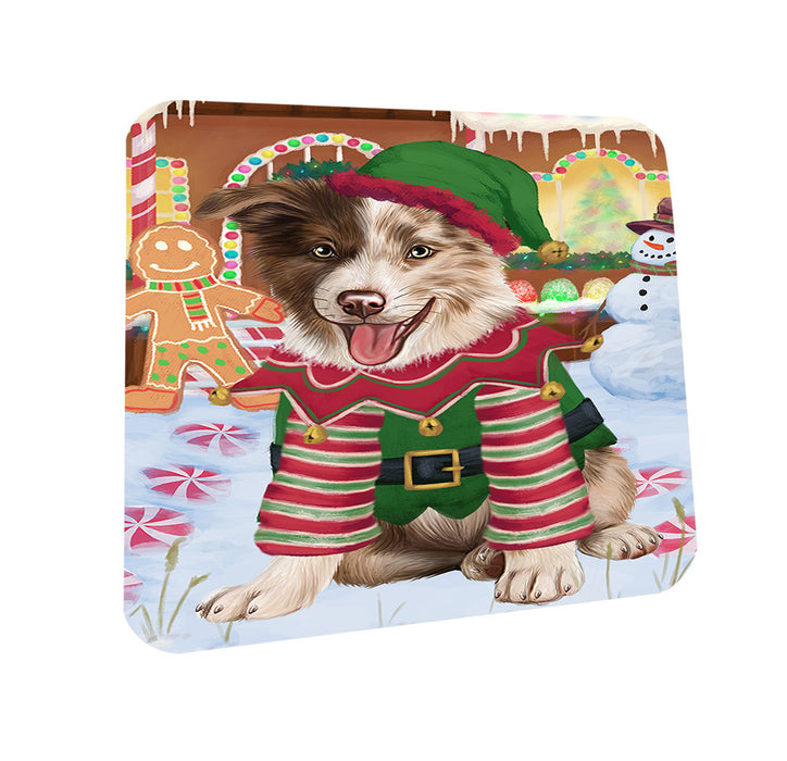 Christmas Gingerbread House Candyfest Border Collie Dog Coasters Set of 4 CST56163