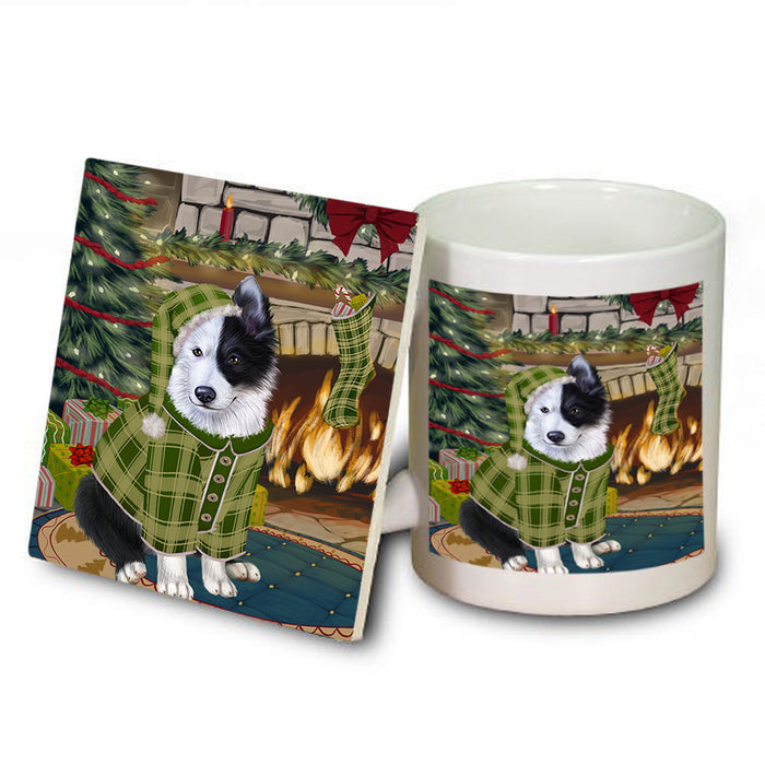 The Stocking was Hung Border Collie Dog Mug and Coaster Set MUC55227