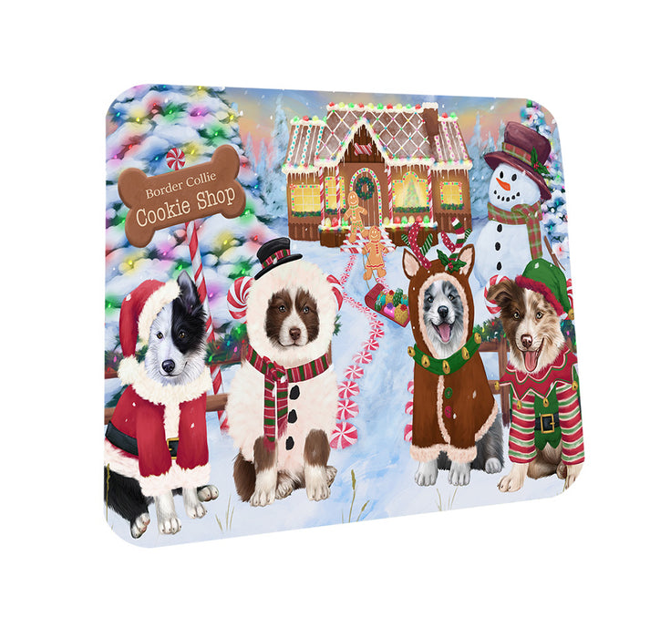 Holiday Gingerbread Cookie Shop Border Collies Dog Coasters Set of 4 CST56340