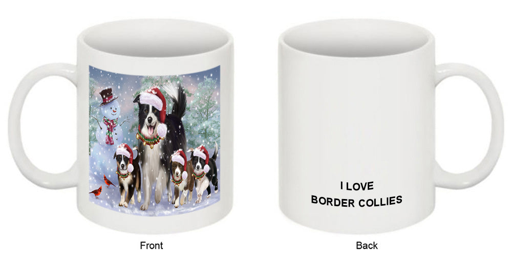 Christmas Running Family Border Collies Dog Coffee Mug MUG50862