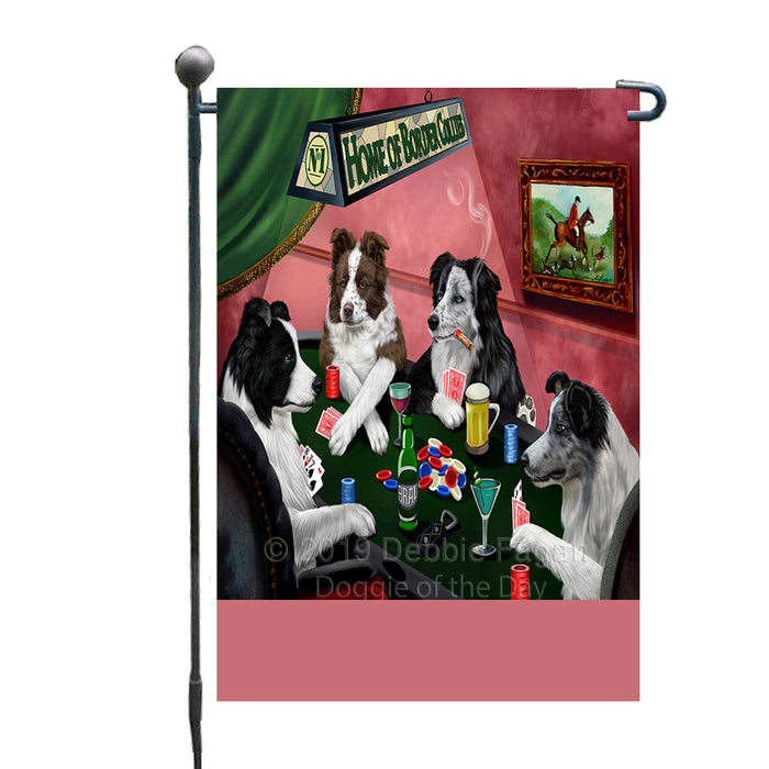 Personalized Home of Border Collie Dogs Four Dogs Playing Poker Custom Garden Flags GFLG-DOTD-A60248