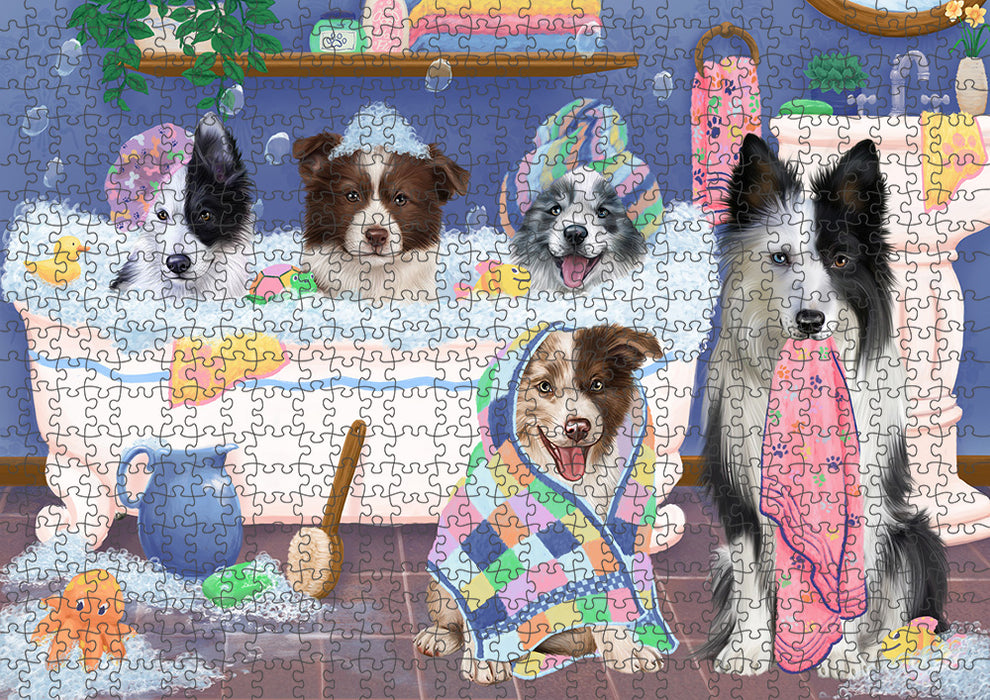 Rub A Dub Dogs In A Tub Border Collies Dog Puzzle with Photo Tin PUZL95280