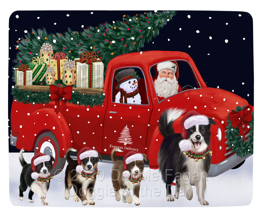 Christmas Express Delivery Red Truck Running Border Collie Dogs Blanket BLNKT141728