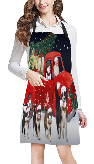 Christmas Express Delivery Red Truck Running Border Collie Dogs Apron Apron-48108