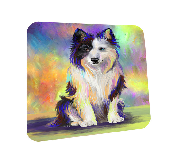 Pardise Wave Border Collie Dog Coasters Set of 4 CST53554