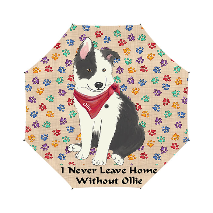 Custom Pet Name Personalized I never Leave Home Border Collie Dog Semi-Automatic Foldable Umbrella