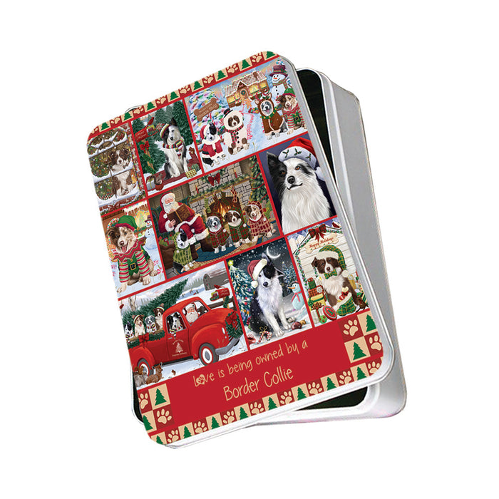 Love is Being Owned Christmas Border Collie Dogs Photo Storage Tin PITN57149