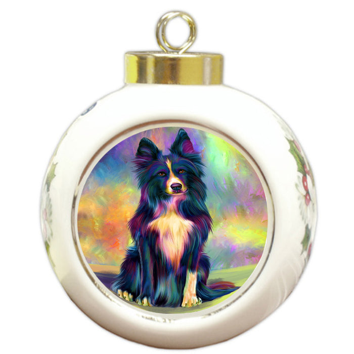 Paradise Wave Border Collie Dog Round Ball Christmas Ornament RBPOR56417