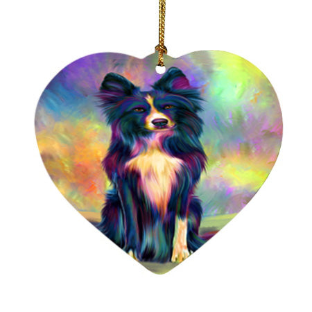 Paradise Wave Border Collie Dog Heart Christmas Ornament HPOR56417