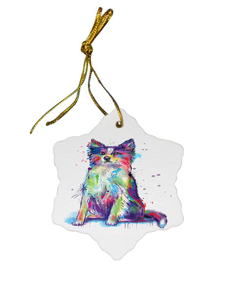 Watercolor Border Collie Dog Star Porcelain Ornament SPOR57371