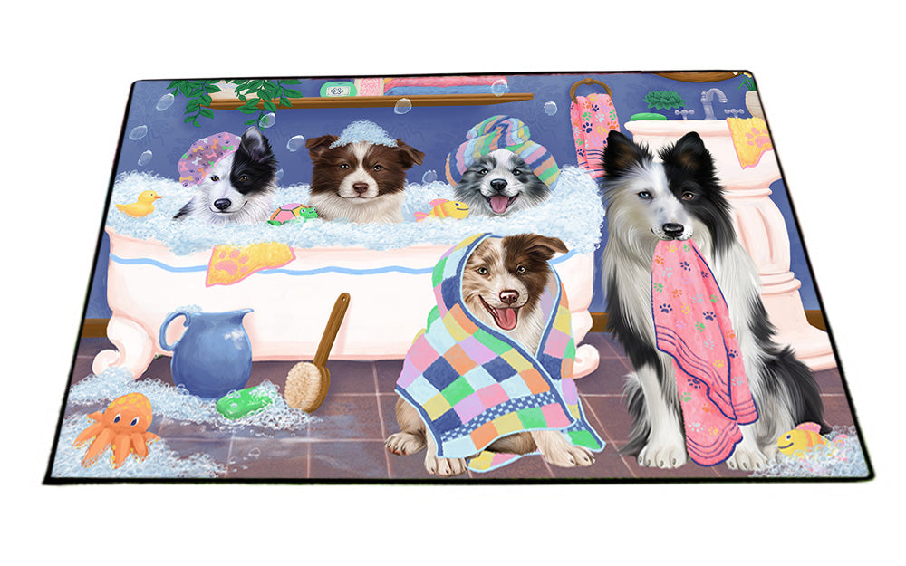 Rub A Dub Dogs In A Tub Border Collies Dog Floormat FLMS53493
