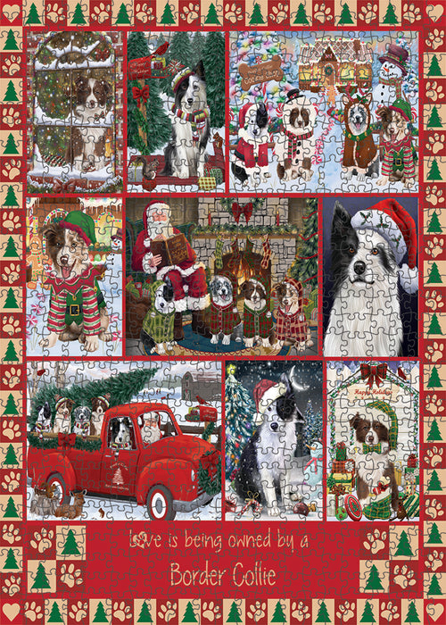 Love is Being Owned Christmas Border Collie Dogs Puzzle with Photo Tin PUZL99300