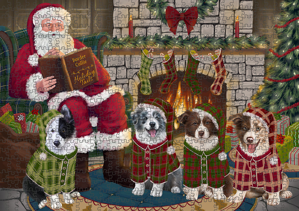 Christmas Cozy Holiday Tails Border Collies Dog Puzzle with Photo Tin PUZL88628
