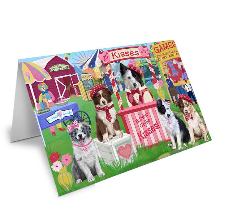 Carnival Kissing Booth Border Collies Dog Handmade Artwork Assorted Pets Greeting Cards and Note Cards with Envelopes for All Occasions and Holiday Seasons GCD72206