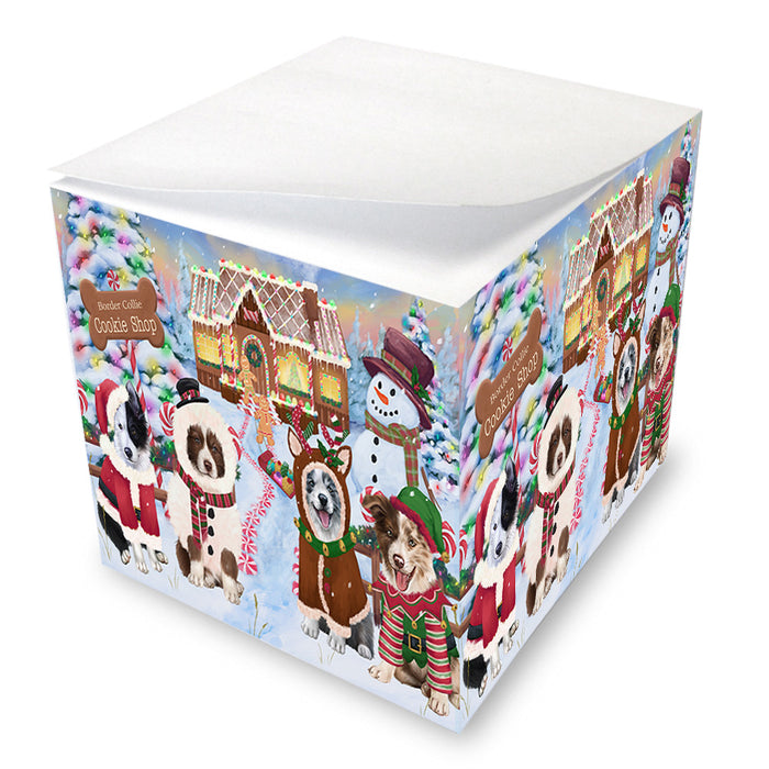 Holiday Gingerbread Cookie Shop Border Collies Dog Note Cube NOC54454