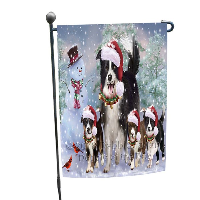 Christmas Running Family Border Collies Dog Garden Flag GFLG55757