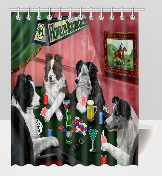 Home of  Border Collie Dogs Playing Poker Shower Curtain