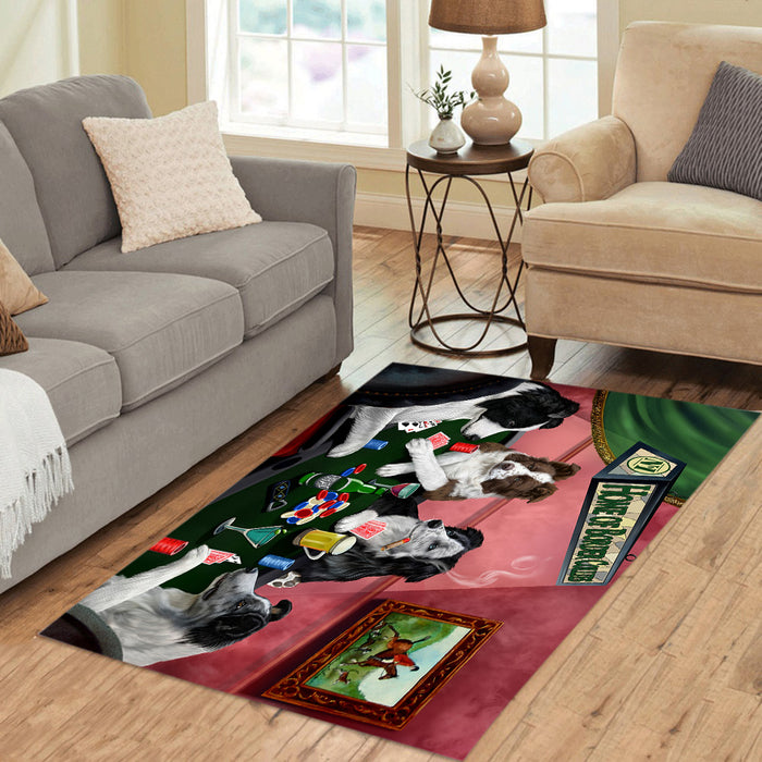 Home of  Border Collie Dogs Playing Poker Area Rug