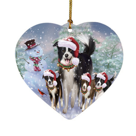 Christmas Running Family Border Collies Dog Heart Christmas Ornament HPOR55820