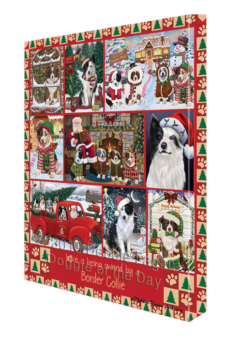 Love is Being Owned Christmas Border Collie Dog Canvas Wall Art - Premium Quality Ready to Hang Room Decor Wall Art Canvas - Unique Animal Printed Digital Painting for Decoration