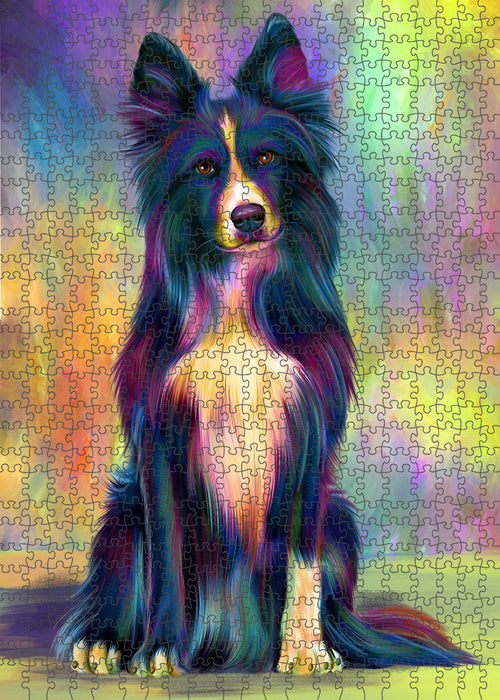 Paradise Wave Border Collie Dog Puzzle with Photo Tin PUZL92448