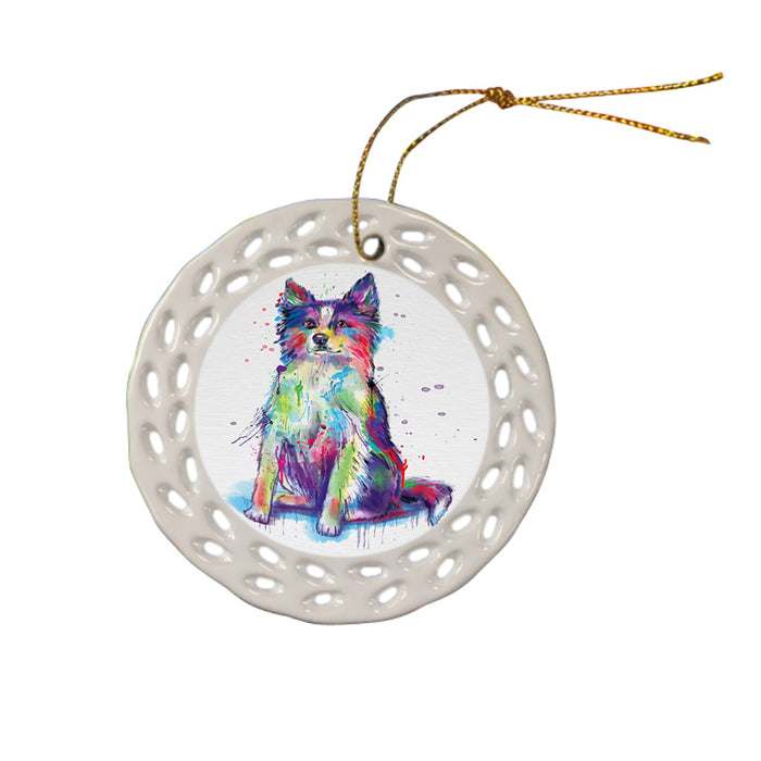 Watercolor Border Collie Dog Ceramic Doily Ornament DPOR57371