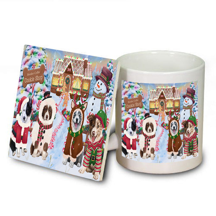 Holiday Gingerbread Cookie Shop Border Collies Dog Mug and Coaster Set MUC56374