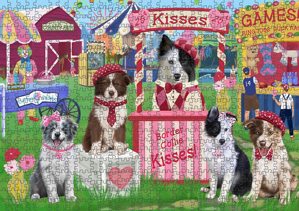 Carnival Kissing Booth Border Collies Dog Puzzle with Photo Tin PUZL91792