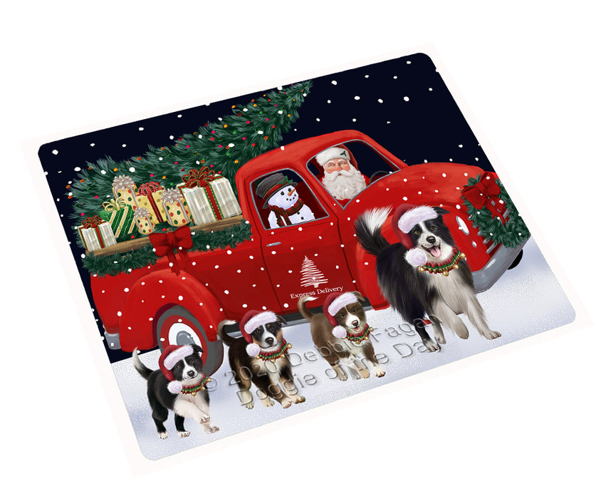 Christmas Express Delivery Red Truck Running Border Collie Dogs Cutting Board - Easy Grip Non-Slip Dishwasher Safe Chopping Board Vegetables C77749