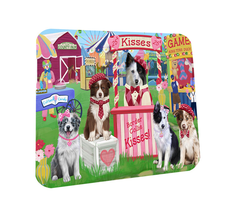 Carnival Kissing Booth Border Collies Dog Coasters Set of 4 CST55855