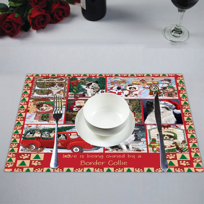 Love is Being Owned Christmas Border Collie Dogs Placemat