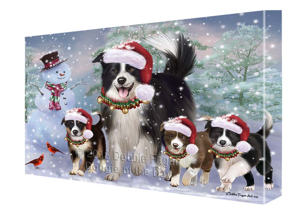 Christmas Running Family Border Collies Dog Canvas Print Wall Art Décor CVS119105
