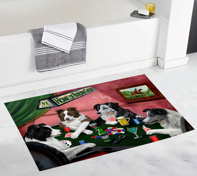 Home of  Border Collie Dogs Playing Poker Bath Mat