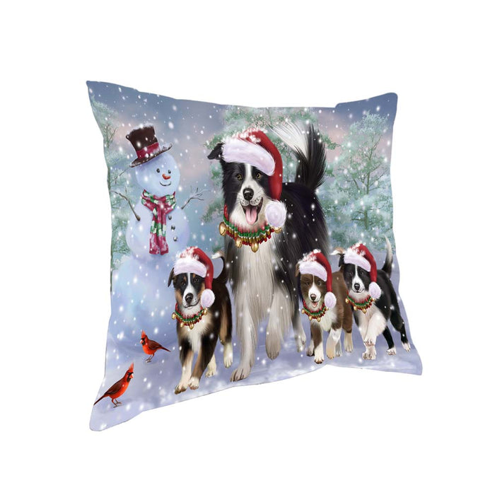 Christmas Running Family Border Collies Dog Pillow PIL70784
