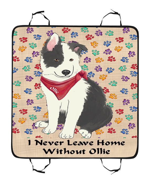 Personalized I Never Leave Home Paw Print Border Collie Dogs Pet Back Car Seat Cover