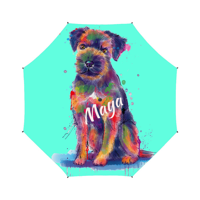 Custom Pet Name Personalized Watercolor Border Terrier DogSemi-Automatic Foldable Umbrella