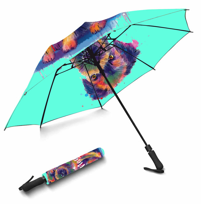 Custom Pet Name Personalized Watercolor Border Terrier DogSemi-Automatic Foldable Umbrella