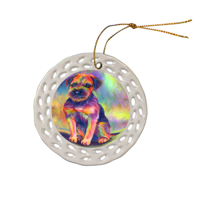 Paradise Wave Border Terrier Dog Doily Ornament DPOR58384