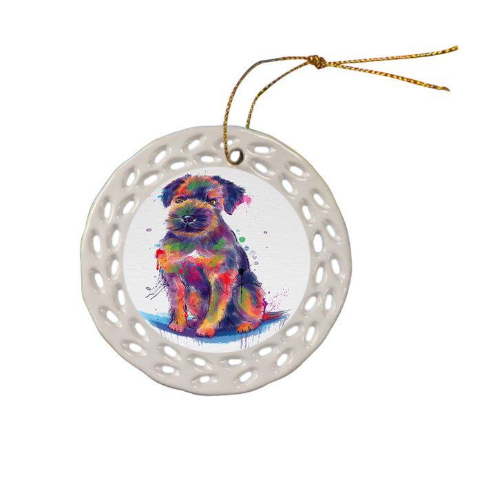 Watercolor Border Terrier Dog Doily Ornament DPOR58426